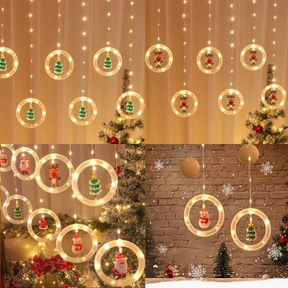 "NAVIDAD ENCANTADA"🎄Cortina de aros de luces navideñas 🎅